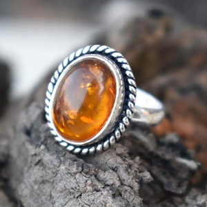 Bague en argent sterling 925 avec ambre baltique naturel de coupe ovale, bijoux en pierres précieuses faits à la main pour femmes, vente en gros - Product Image 6