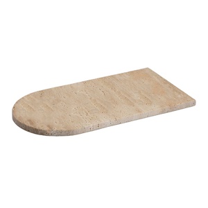 Plateau demi-rond en marbre travertin, très vendu, plateau de service décoratif, plateau organisateur multi-usages, décoration moderne pour la maison, qualité supérieure. - Product Image 1