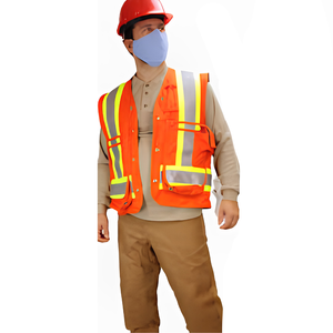 Chaleco de Seguridad para Topografía, Trabajo en Campo, Alta Visibilidad, Reflectante, Poliéster, Naranja/Amarillo, Unisex, Hombres/Mujeres, Resistente - Product Image 1