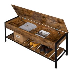 Industrial <b>Metal</b> Frame RT Lift Top Shoe Storage <b>Bench</b> for Entryway Dining Room Hallway Living Room Coat Stand - Product Image 3