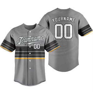 Maillot de baseball personnalisé pour hommes, manches courtes, col en V, impression du nom de l'équipe, respirant, antibactérien, impression par sublimation - Product Image 2