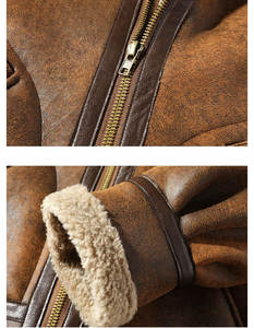 Veste en cuir pour homme automne-hiver 2026, marque haut de gamme, doublure en velours épais, style streetwear, grande taille, kaki, manteaux en PU pour homme, 5XL - Product Image 6