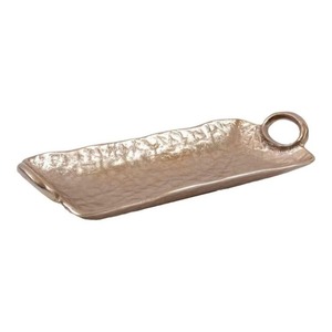 New Arrival Rectangular Brass Decorative <b>Tray</b> With Ring Handle Minimalist Metal Handicraft Design - Product Image 1