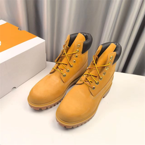 Botas de Tobillo con Cordones de Alta Calidad, Personalizadas, de Moda, para Hombre y Mujer, de Cuero Genuino, Impermeables, Estilo Clásico de Invierno, Color Amarillo - Product Image 5