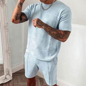 Conjunto de Pantalones Cortos y Camiseta de Verano de Alta Calidad, en Oferta, de Algodón, Personalizado, Estilo Jogger, Talla Grande, con Estampado Tartán, para Hombre - Product Image 2