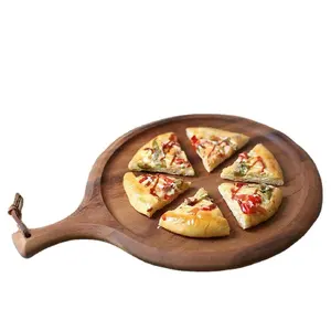 Bandeja de madeira mango para servir comida, placa de corte para pizza e queijo
