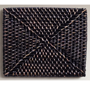 Square inlay tile coaster with rattan trim and flower motif <b>for</b> dining <b>tables</b>, available at wholesale prices. - Product Image 6