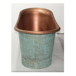 อ่างอาบน้ำทองแดงแบบลอยตัวสีเขียวพาติน่าสุดหรู งานแฮนด์เมด ดีไซน์โบราณ ทนทาน เป็นมิตรกับสิ่งแวดล้อม รูปทรงวงรี สวยงาม เหมาะสำหรับโรงแรม - Product Image 5