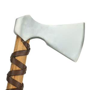 Wood Handle Splitting Axe With Forged Steel Head <b>Leather</b> Wrapped Grip For Firewood Chopping - Product Image 4