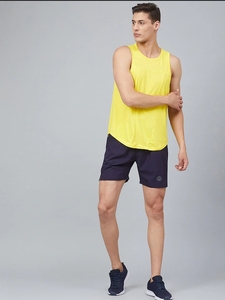 Camiseta sin Mangas Amarilla para Hombre, Cuello Redondo, Color Sólido, Estilo Deportivo, Transpirable, Tejido de Poliéster, Ropa Deportiva - Product Image 6