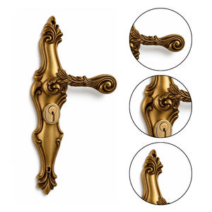 Poignée de porte antique en or de luxe, 12 pouces |   Poignée de levier Aurea Curva Rococo à motif en spirale |   Matériel de quincaillerie haut de gamme pour porte d'entrée - Product Image 5