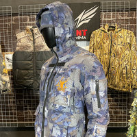 Veste tactique isolante à capuche pour homme, camouflage de chasse, doublure polaire microfleece, fermeture éclair, design imprimé, respirante