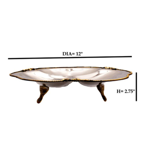 Bol de service de luxe en métal plaqué or de haute qualité, forme ronde, avec base décorée de fleurs, ustensiles de cuisine - Product Image 4