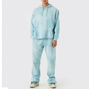 Nouveautés : Survêtement décontracté pour homme, personnalisé, en polaire respirante, coupe ample et carrée, couleur unie kaki, avec sweat à capuche zippé style charpentier, vente en gros - Product Image 1