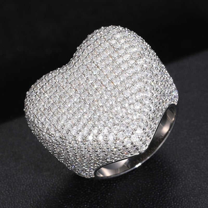 Luxury Moissanite Iced Out Cluster <b>Ring</b> Full Pave Round Cut Stones <b>Statement</b> <b>Ring</b> Hip Hop Style Silver Jewelry Bold - Product Image 4