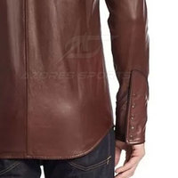 Kemeja Kulit Pria AZORES SPORTS - Kulit Asli Tahan Lama, Finishing Premium, Kancing Depan, Slim Fit, Gaya Kasual Modern, Bernapas