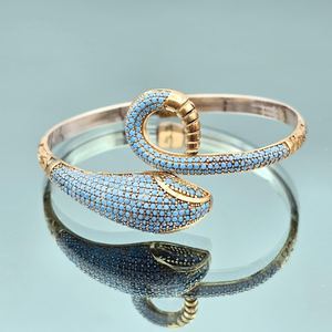 Pulsera de serpiente turquesa ajustable, plata de ley 925, chapada en oro de 14 quilates, joyería de piedras preciosas naturales, regalo bohemio para mujer - Product Image 1