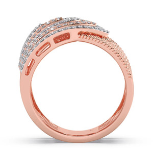 Bague Statement Chevron Superposée en Diamant Or Rose - Product Image 4