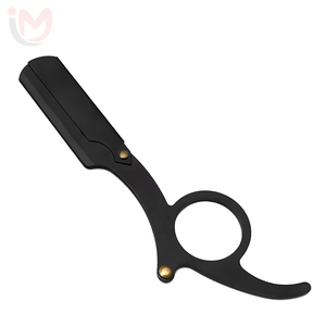 High Quality Old-fashioned Stainless Steel Safety <b>Razor</b> Finger Handle Face Shaving <b>Single</b> <b>Blade</b> Replaceable for Eyebrow Beard - Product Image 1