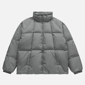 Blouson matelassé noir à capuche pour homme, col montant, écologique, rembourré en polyester, coupe-vent, fermeture éclair, décontracté, hiver, coupe ample - Product Image 6