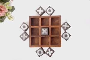 ANAM OVERSEAS Jeu de Tic Tac Toe en bois moderne fait à la main |   Jeu de société de luxe modèle AO-4605 imprimé en sérigraphie pour la décoration intérieure et les cadeaux - Product Image 3