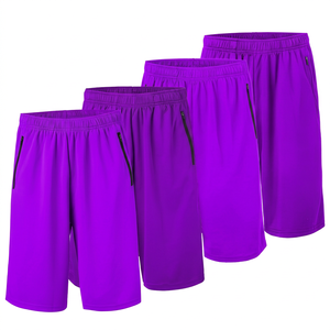 Shorts Bermuda pour hommes en polyester à séchage rapide avec poches, taille mi-haute élastique, couleur unie, style décontracté, gris, bleu, noir - Product Image 4