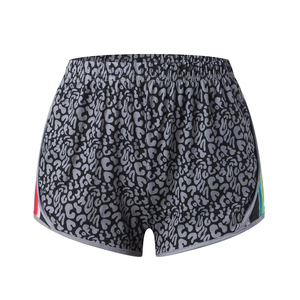 PUFFIN SPORTS Custom Women's High Waist Leopard Print Sport Shorts Knitted Spandex Quick Dry Elastic Waist Fitness Wear - Product Image 3