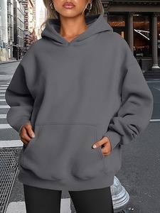Sudadera informal extragrande con capucha para mujer, forrada, de manga larga, a rayas, de algodón, tela no tejida, transpirable, antipilling - Product Image 6