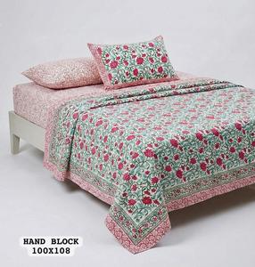 Vente flash : drap de lit king size en pur coton, imprimé à la main, avec 2 taies d'oreiller réversibles à fermeture éclair, literie de chambre disponible à la vente - Product Image 5