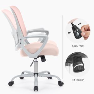 Chaise de bureau ergonomique en PU avec support lombaire pour bureau à domicile, capacité de 250 lb, rose - Product Image 2