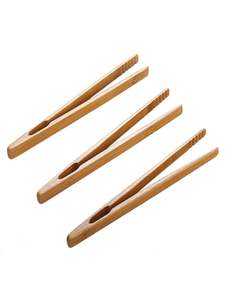 Pinzas de Madera para Servir Ensaladas, Pan y Verduras, Pinzas de Madera de Acacia de Color Natural a Precio Económico - Product Image 3