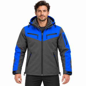 Veste softshell homme OEM, color block, chaude, imperméable, doublure polyester/nylon, multi-poches, hiver, randonnée, chasse, voyage, à capuche - Product Image 4