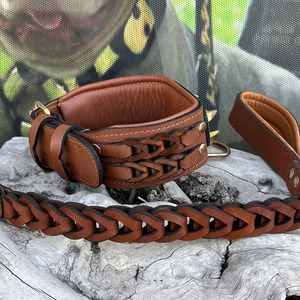 Collares de cuero trenzado premium para perros, accesorio hecho de cuero trenzado genuino para uso diario y entrenamiento, en venta. - Product Image 2
