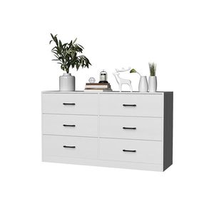 White Double-Row 3-Layer Dresser 134*40*67cm Particle Board with Triamcinol Coating 6-Drawer Chest - Product Image 6