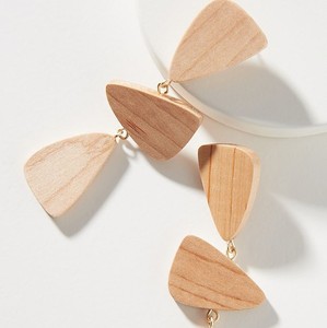 Boucles d'oreilles pendantes géométriques en bois artisanal, légères, pour usage quotidien et décontracté, bijoux fantaisie personnalisés pour femmes - Product Image 5