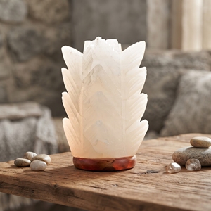 โคมไฟขนนกเกลือหิมาลัยสีขาวทำมือจากเกลือธรรมชาติสำหรับตกแต่งบ้าน - Product Image 6