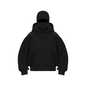 Sweat à capuche double avec logo personnalisé 2025 pour homme, avec fermeture éclair et masque intégré, coupe ample - Product Image 2