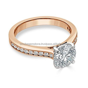 Anillo de bodas de oro blanco de 14K certificado 2,00 Ct forma redonda solitario de moissanita blanca genuina para compromiso o regalo - Product Image 2