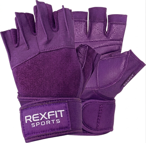 ถุงมือออกกำลังกาย Rexfit Sports แบบครึ่งนิ้ว หนังแท้ สายรัดข้อมือปรับได้ ถุงมือฟิตเนสสำหรับฝึกซ้อม ยูนิเซ็กซ์ สีชมพู ถุงมือกีฬา - Product Image 5