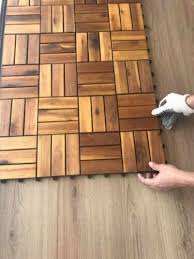 Tarima de acacia para jardín, tamaño 30 x 30 cm, antideslizante, impermeable, fácil de instalar, decoración para jardín, terraza, patio trasero, resistente a la intemperie. - Product Image 5