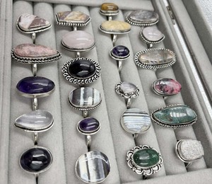 Natural Assorted Gemstone <b>Silver</b> Plated <b>Rings</b> Assorted <b>Rings</b> <b>Set</b> Wholesale Ready <b>Rings</b> Bulk Jewelry Supplier - Product Image 2