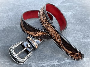 Handmade Argentinian Cowhide Leather <b>Belt</b> Hand Tooling Heavy Duty Durable <b>Reversible</b> Western Steel Pin Buckle - Product Image 5