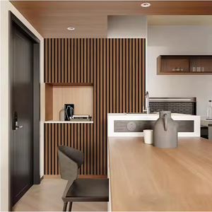 Panneaux muraux à lattes à installation rapide, en bois massif MDF, placage insonorisant noir, 1220x2440mm, panneaux acoustiques pour hall - Product Image 3