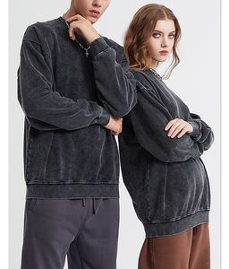 Sudaderas Personalizadas Vintage con Efecto Desgastado por el Sol, Lavado Ácido, 100% Algodón Francés, Tejido Sólido, Forradas, Cuello Redondo, para Hombre, Unisex - Product Image 4