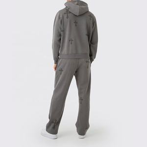 Ensemble 2 pièces sweat à capuche zippé Survêtement baggy en coton polyester pour homme Pantalon de jogging avec sweat-shirt Jogger de gym personnalisé - Product Image 5