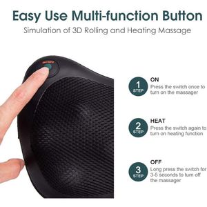 Deep Kneading <b>Shiatsu</b> Pillow <b>Massager</b> with Heat for Shoulder <b>Neck</b> <b>and</b> <b>Back</b> - Product Image 4