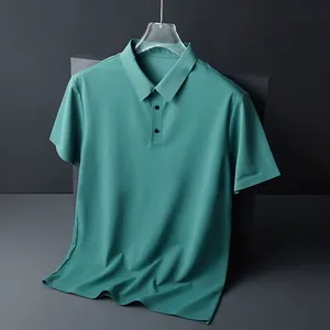 Chemise en coton vert sarcelle pour homme, manches courtes, tricotée, coupe classique, couleur unie, décontractée, sérigraphiée, teinte unie, col rond, séchage rapide, 180 grammes - Product Image 1