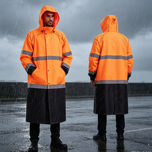 Veste de randonnée longue imperméable pour homme avec bandes réfléchissantes, manteau à capuche pour l'hiver et les activités de plein air - Product Image 6