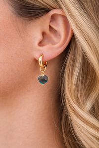 Natural Rainbow Moonstone Gold Electroplated Heart Shape Charms For Making Earrings - DIY Fashion Tiny Heart Jewelry - Product Image 4