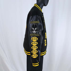 Blouson universitaire tendance à col montant, style streetwear, broderies chenille, patchs, pour homme, collection hiver, style cool, best-seller - Product Image 5